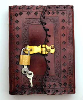 Embossed leather blank book w/ key Embossed leather blank book w/ key