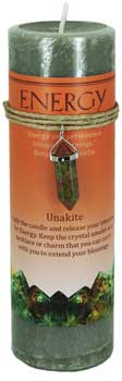 Energy pillar candle with Unkite pendant Energy pillar candle with Unkite pendant