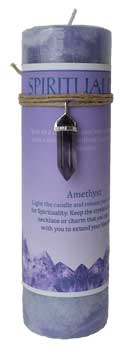 Spirituality pillar candle with Amethyst pendant Spirituality pillar candle with Amethyst pendant