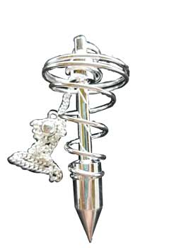 2 1/2" silver plated spiral pendulum