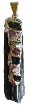 Black Tourmaline 7 Chakra rough pendant Black Tourmaline 7 Chakra rough pendant