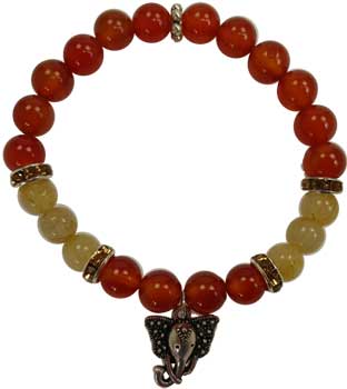 8mm Carnelian/ Rutilated Ganesha 8mm Carnelian/ Rutilated Ganesha