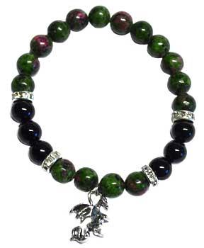 8mm Ruby Zoisite/ Black Onyx with Dragon 8mm Ruby Zoisite/ Black Onyx with Dragon