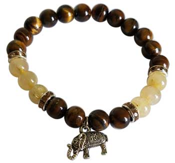 8mm Tiger Eye/ Rutilated Quartz with Elephant 8mm Tiger Eye/ Rutilated Quartz with Elephant