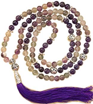 Fluorite & Amethyst Ball elastic mala Fluorite & Amethyst Ball elastic mala