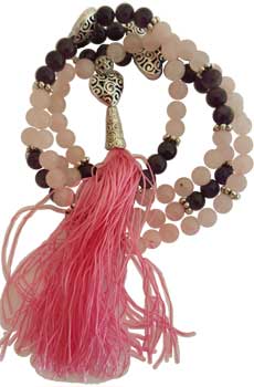 Rose Quartz & Amethyst Heart elastic mala Rose Quartz & Amethyst Heart elastic mala