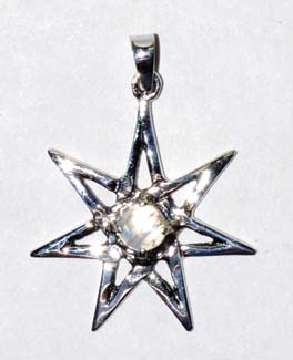 1 1/4" 7 Pointed Star Moonstone sterling