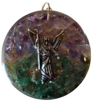 1 1/2" Raphael Orgone Amethyst & Green Aventurine 1 1/2" Raphael Orgone Amethyst & Green Aventurine