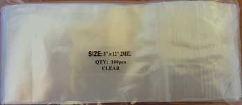 Ziplock Bags 3" x 12" 100/pkg Clear Ziplock Bags 3" x 12" 100/pkg Clear
