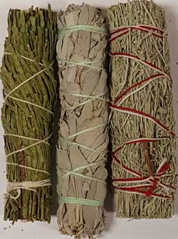 Cedar,White& Blue Sage smudge 3pk Cedar,White& Blue Sage smudge 3pk
