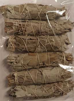 White Sage smudge stick 6-pk 4" White Sage smudge stick 6-pk 4"
