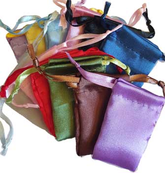12 pk 1 3/4" x 2" Satin pouches mixed colors 12 pk 1 3/4" x 2" Satin pouches mixed colors