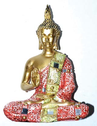 8" Buddha red clothing & Mirror ornaments