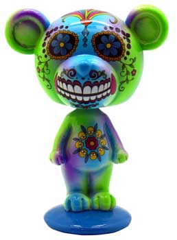 5 1/2" Blue/ Green Day of the Dead bobble head 5 1/2" Blue/ Green Day of the Dead bobble head
